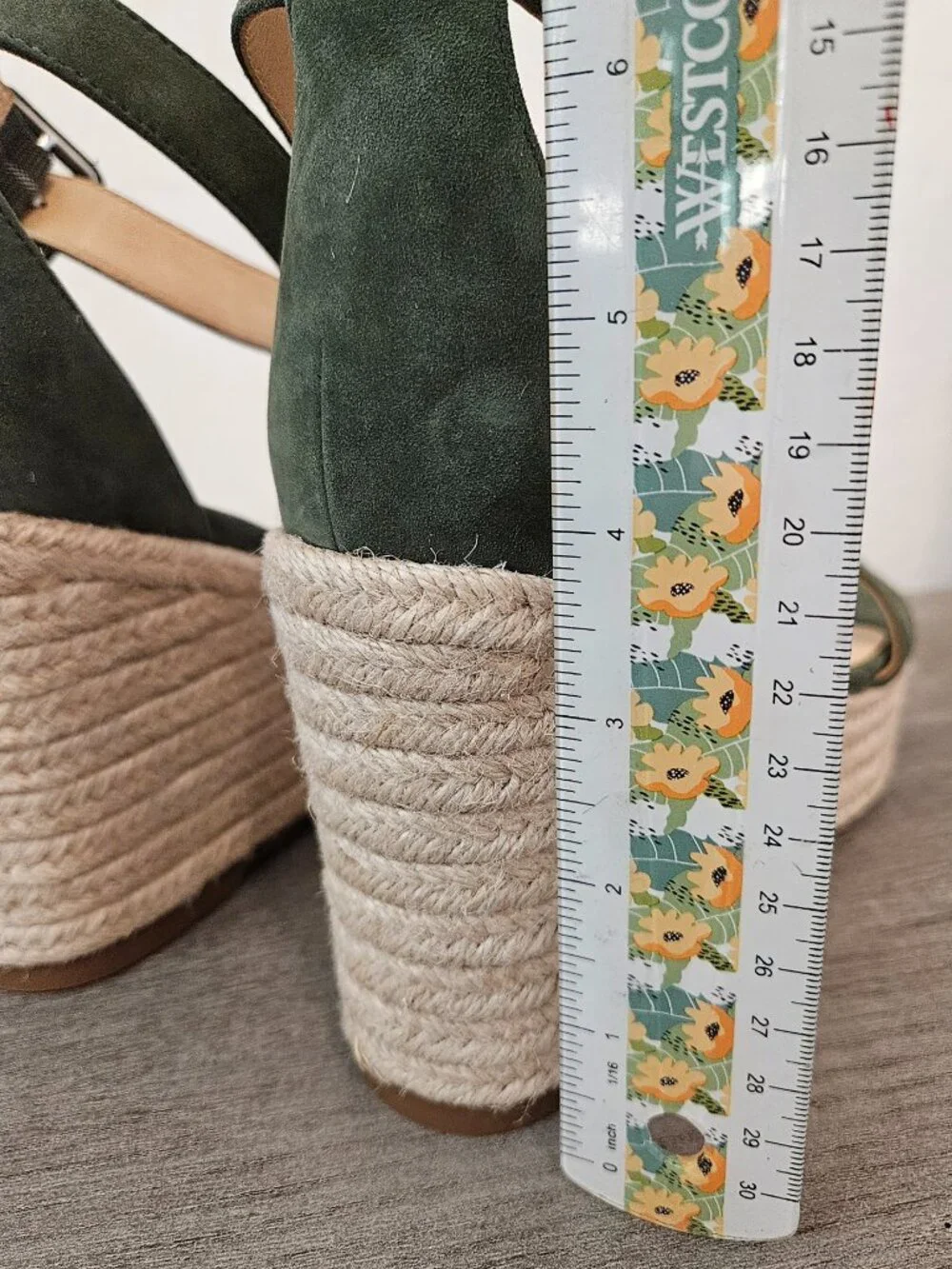 L'AGENCE Avice Green Suede Espadrille Wedge Platform Sandal 7.5